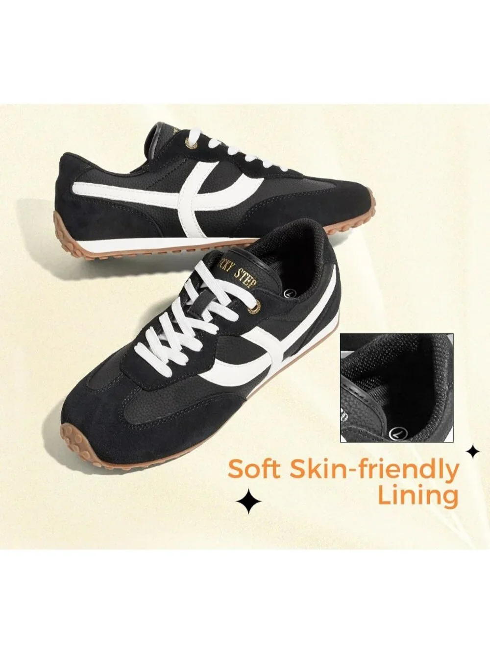 Women's Black/White Comfortable Retro Non Slip Lightweight Fashion Sneakers
